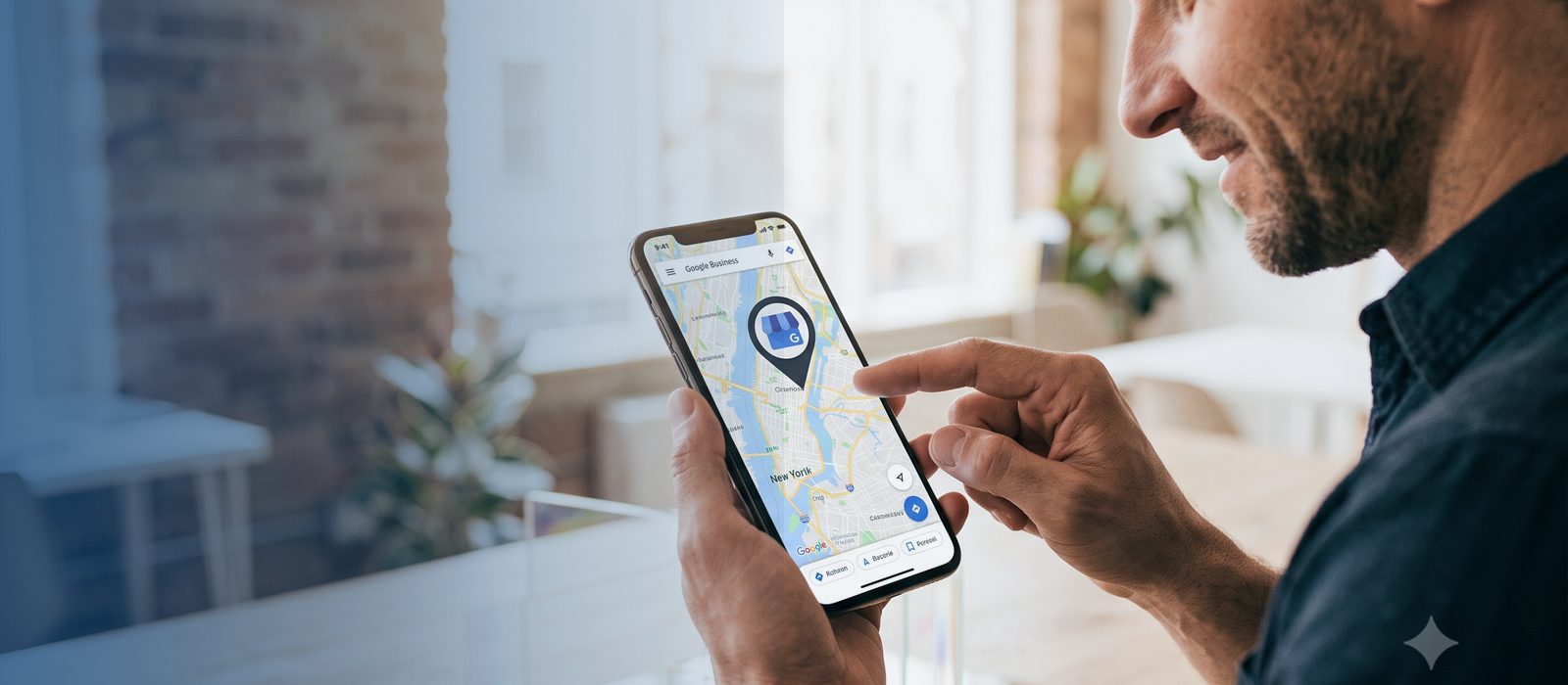 Person searching for a business on Google Maps from their phone