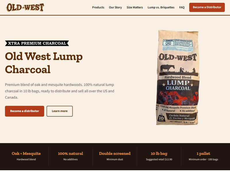 Sitio web de Old West Charcoal