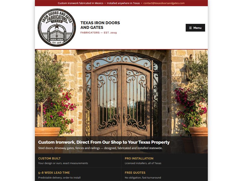 Texas Doors and Gates website